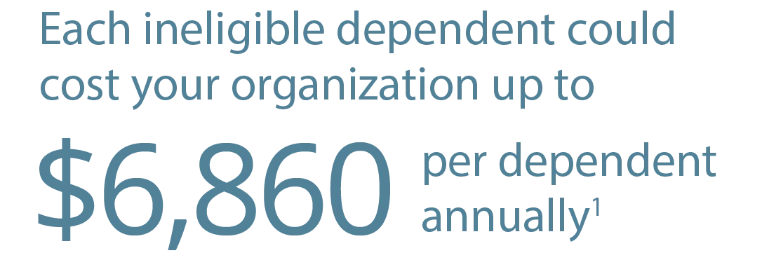 Each ineligible dependent could coast your organization up to $6,860 per dependent.